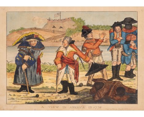 Satire.- American Revolution.- Darly (Matthew) and Mary Darly. A View in America in 1778,&nbsp;etching with early hand-colour