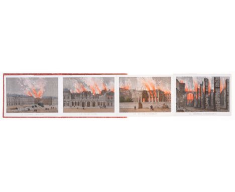 France.- Paris on fire.- Paris Incendié, 23 plates, hand-coloured and heightened with gum arabic, some double-page, on pull-o