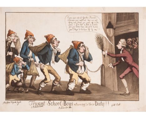 Satire.- Holland (William, publisher) Truant school-boys returning to their duty!!, etching and aquatint with beautiful origi