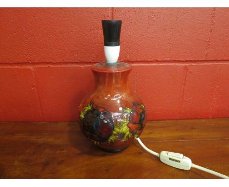 A Moorcroft anemone pattern lamp base 