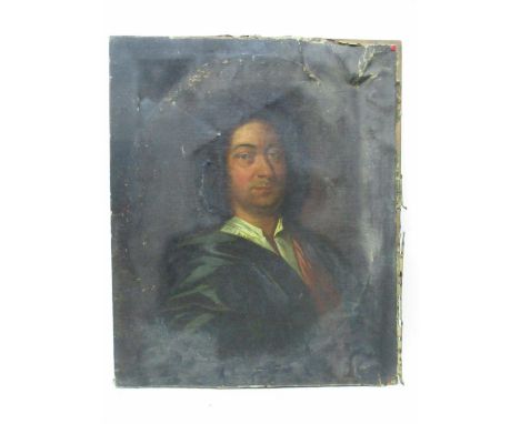18th Century Dutch School -a head and shoulder portrait of a nobleman, oil on canvas, 30" x 24 1/2", unframed A/F 