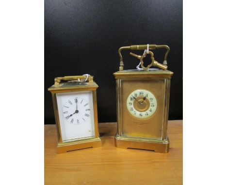 Robert S Roberts, Paris - a brass cased five window carriage clock, the white enamelled Arabic chapter ring, the face marked 