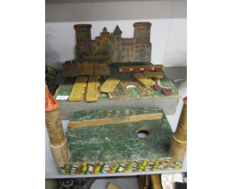 A vintage wooden toy fort 