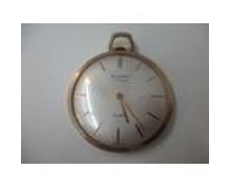 A 9ct gold cased, open faced Rotary pocket watch with a Champagne coloured, baton dial 