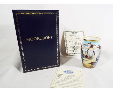 A Moorcroft fine handpainted enamel entitled Antarctic Paradise issued in a limited edition of 50 (No 2) with certificate of 