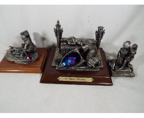 Three Myth and Magic pewter figurines to include Fantasy and Legend Sir Percival and the Grail, Fantasy and Legend King Arthu