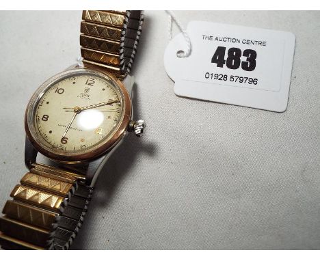 A gentleman’s Tudor Oyster two-tone gold and stainless steel wristwatch by Rolex, manual wind mechanical movement, centre swe