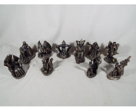 A collection of ten Myth and Magic pewter figurines to include The Dawn of the Dragon, The Fairy Queen, The Jovial Wizard, Th