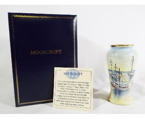 A Moorcroft fine handpainted enamel decorated with depictions of sailing boats in original box 9.2 cm (h)

