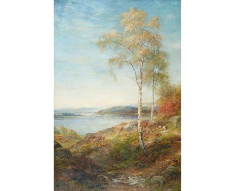  JOHN MACWHIRTER R.A., H.R.S.A., R.I., R.E. (SCOTTISH 1839-1911) AUTUMN AFTERNOON ON LOCH KATRINE Signed with monogram, oil o