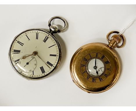 SILVER NEWCASTLE FUSEE POCKET WATCH - LISTER &amp; DENNISON GOLD PLATED HALF HUNTER