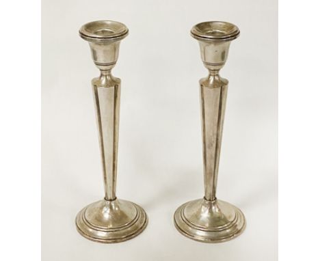 PAIR OF TALL SILVER CANDLESTICKS 25CMS (H) APPROX