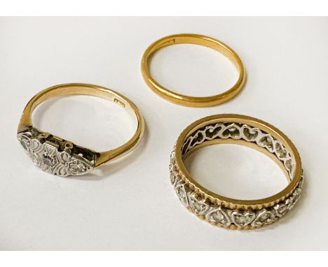 9CT GOLD RINGS 8.2 GRAMS APPROX SIZE O/K/L &amp; M