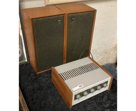 VINTAGE ARMSTRONG INTEGRATED STEREO AMPLIFIER (VALVE) MODEL 222 TOGETHER WITH A PAIR OF VINTAGE DYNATRON SPEAKERS - MODEL LS1