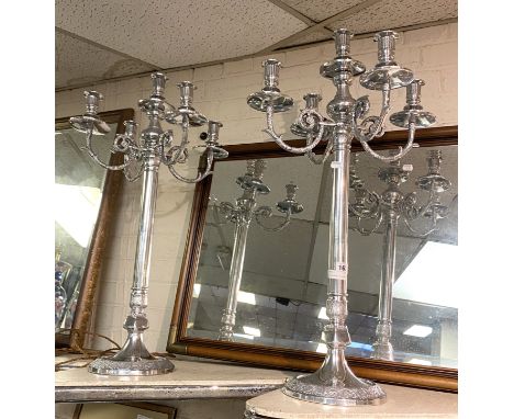 PAIR OF SILVER PLATE CANDLEABRAS 80CMS (H) APPROX