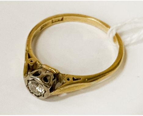 18CT GOLD 0.10 POINT DIAMOND RING - SIZE P 2.9 GRAMS APPROX