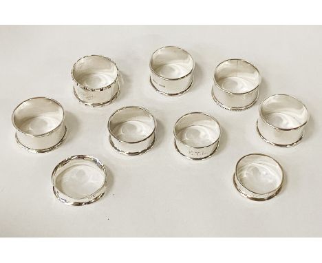 9 H/M SILVER NAPKIN RINGS 5OZS APPROX