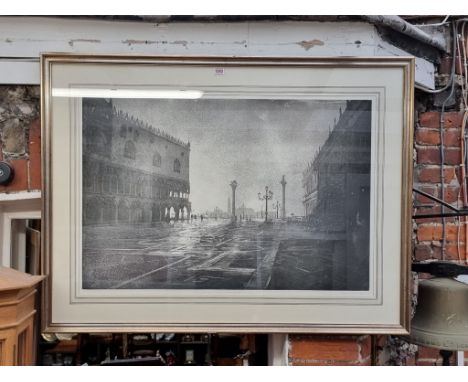 David Gluck,&nbsp;'Early Morning, St Mark's Square, Venice', signed, titled and numbered 20/50, lithograph, pl.60 x 90cm.