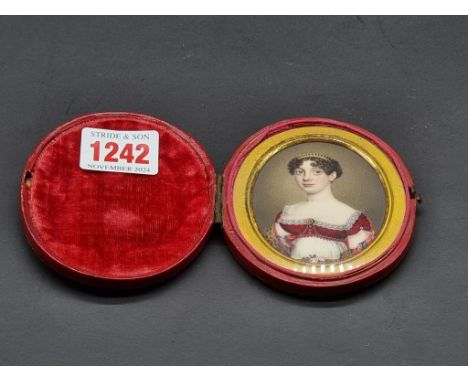 Attributed to Charles Jagger,&nbsp;a good portrait miniature of a young lady wearing a tiara, on ivory, 4.7 x 5.2cm oval, in 