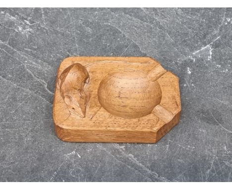 A Robert 'Mouseman' Thompson oak ashtray,&nbsp;10.5cm wide.