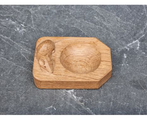 A Robert 'Mouseman' Thompson oak pin dish,&nbsp;10.5cm wide.