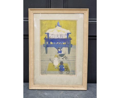 Charles Keeping,&nbsp;'Waste Paper Cart', signed, titled and dated June 1955, colour lithograph, I.40.5 x 26.5cm; together wi