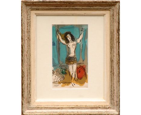 MARC CHAGALL 'Nude with bouquet', original lithograph, 1967, ref: Berggruen, 20cm x 11cm, framed and glazed.