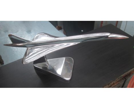 MODEL OF CONCORD, in chromed metal on stand, 46cm L.