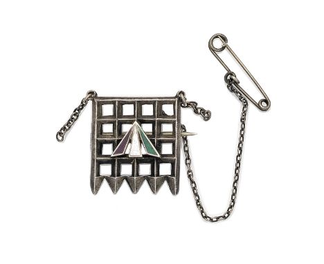 DOWNING (EDITH)Silver 'Portcullis' or 'Holloway' brooch awarded to Edith Downing, depicting the portcullis of the House of Co