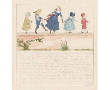 GREENAWAY (KATE)'This was their favourite amusement', autograph manuscript illustrated with original watercolour,  initialled