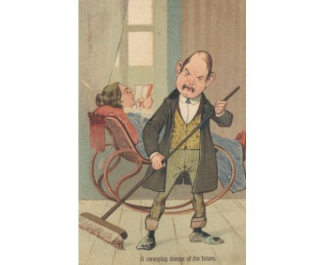 POSTCARDS - CAMPAIGNING, PRISON, MEN AND POLITICSCollection of 49 postcards on 4 sheets, RPPCs, printed and humorous: sheet w