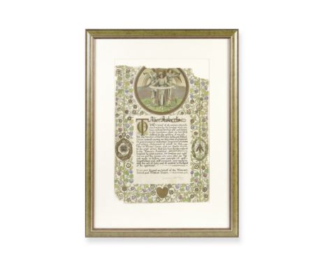 ROBERTS (ALICE)Illuminated printed address signed by Emmeline Pankhurst ('Emmeline Pankhurst'), presented to Alice Roberts 'O