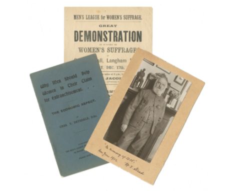 EARLY SUFFRAGE MOVEMENTS and THE MEN'S LEAGUECollection of letters and printed ephemera pertaining to early women's suffrage,
