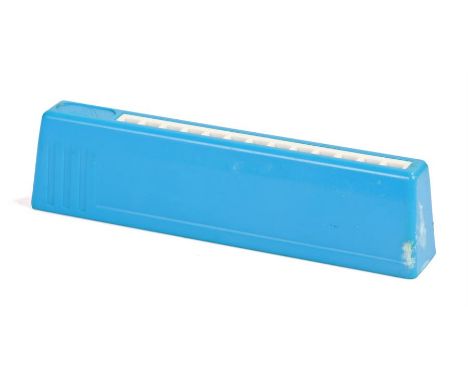 Ed Sheeran's harmonica, in blue plastic and white inner. All of the Ed Sheeran Collection has come from Ed Sheeran himself an