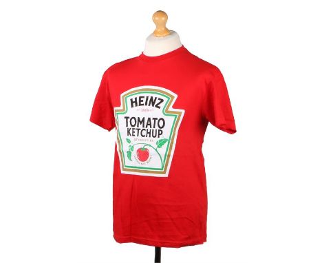 Ed Sheeran's t-shirt, Heinz Tomato Ketchup, with red surround, given to Ed Sheeran when he visited the Heinz History Centre P