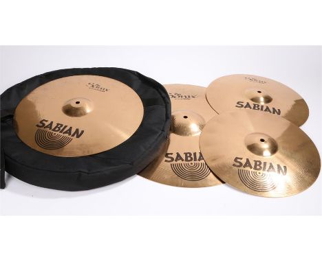 4 x Mixed Sabian Pro Sonix Cymbals, 20" Ride, 16" Crash &amp; 2 x 14" Hi-Hats together with cymbal carrying bag.