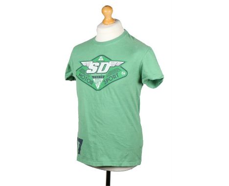 Ed Sheeran's t-shirt, Super Dry, in green with SD logo to the front, size M. All of the Ed Sheeran Collection has come from E