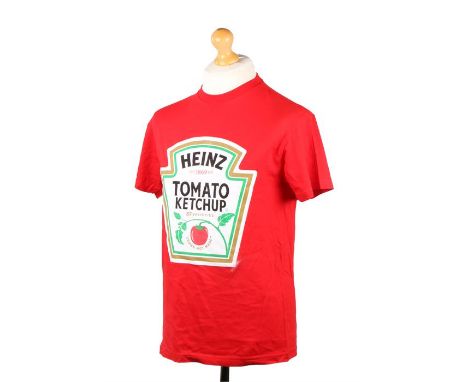 Ed Sheeran's t-shirt, Heinz Tomato Ketchup, with red surround, given to Ed Sheeran when he visited the Heinz History Centre P