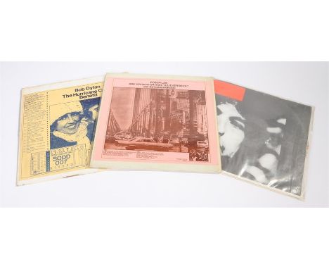 3 x Bob Dylan LPs. Four Times Around, Numbered 31/50, splattered vinyl inc 2 b/w prints. The Hurricane Carter Benefit, 2 x LP