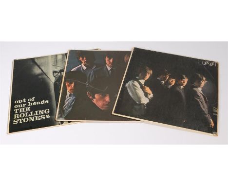 3 x The Rolling Stones LPs, The Rolling Stones, XARL-6271/2-2A/4A. No 2, XARL 6619/20-1A/1A with "blind man" text. Out Of Our