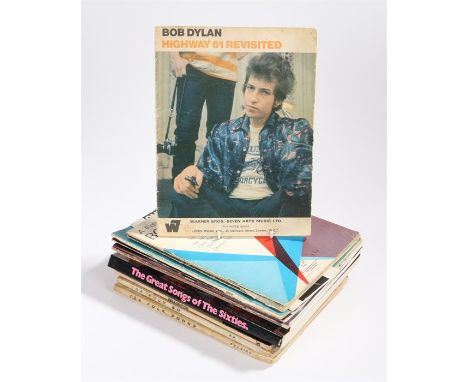 Bob Dylan Sheet Music Books (qty) plus Various Folk. Highway 61 Revisited, A Collection. A Folio Of Bob Dylan. Bob Dylan Hits