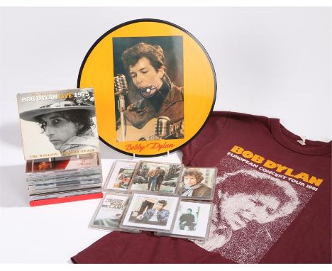 Bob Dylan Mixed Items - European Concert Tour 1981 T-Shirt, 12" Picture Disc - Bobby Dylan, recorded live The Bear Club '63 &