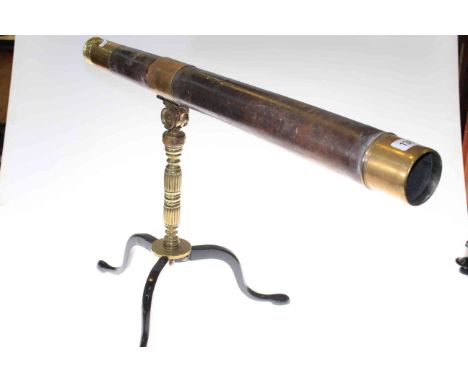 19th Century brass telescope by Cary 181 Strand, London, numbered 704 on folding tripod