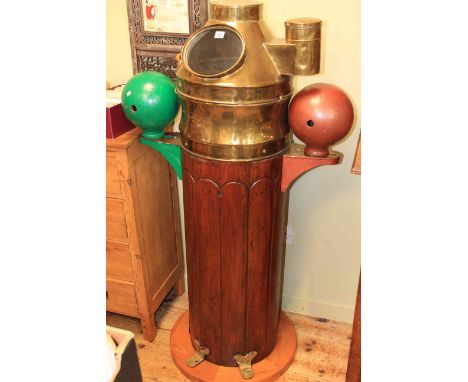 B.A. Beadle (S.M.) Ltd. ship binnacle compass, the compass mounted in a gimble under brass dome, red and green weights to sid