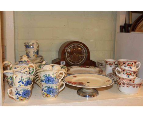 Enfield walnut mantel clock, Mason 'Regency' and Osborne 'Selmoa' teaware, dessert set, etc
