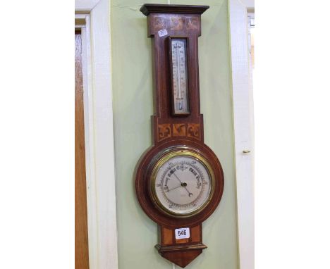 Inlaid mahogany barometer with silvered dial, Dollond, London