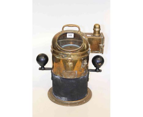 Brass and wood ships binnacle compass