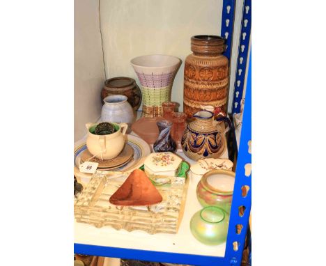 West German and other vases, glassware, Hummel cat, Coalport and other lidded box, etc