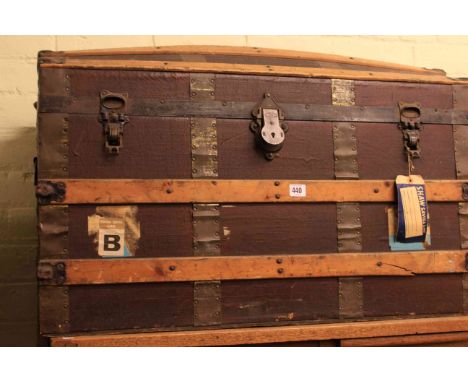 Vintage dome topped canvas bound travelling trunk