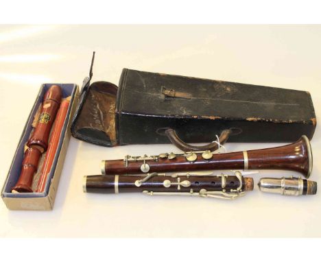 Hawks & Son clarinet and Lordei recorder